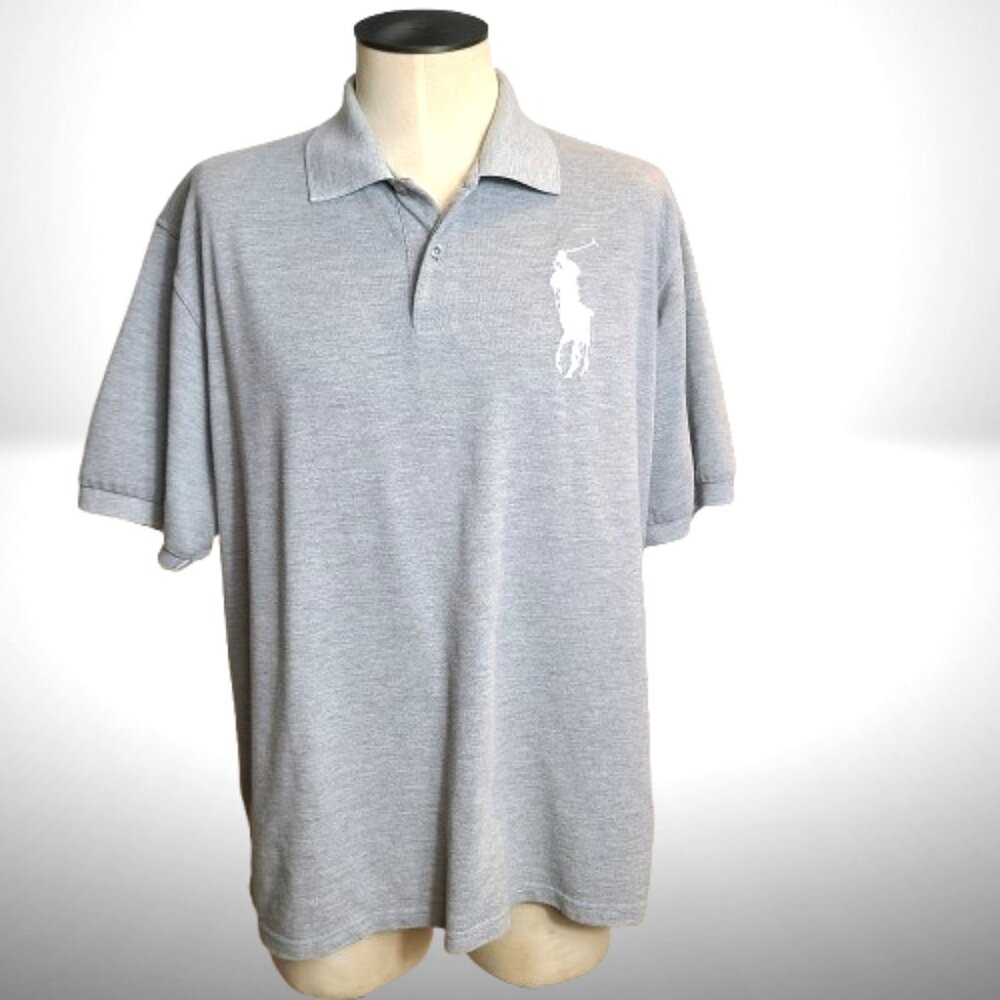 Polo Ralph Lauren Gray Polo Shirt – White Big Pony Logo – Men’s XL